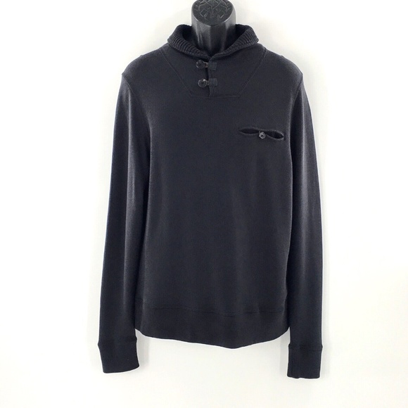 Billy Reid Other - Billy Reid Mens Shawl Neck Pullover Black Cotton Jersey Sweatshirt Knit Sz M